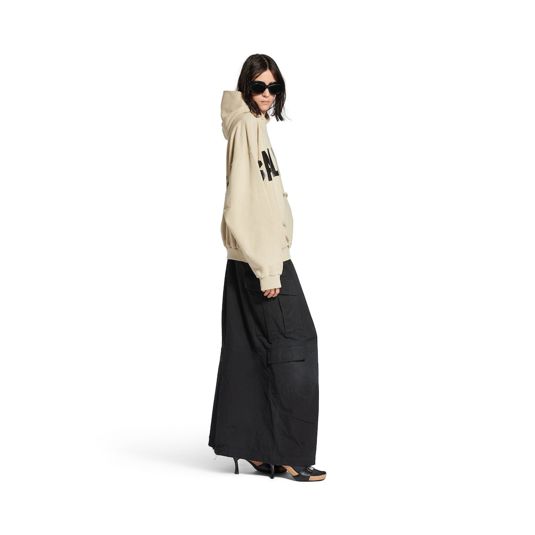 BALENCIAGA Tape Type Ripped Pocket Hoodie in Beige