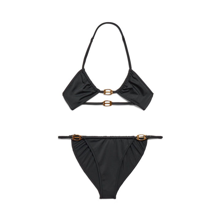 BALENCIAGA Women's Bb Buckle Bikini in Black/gold
