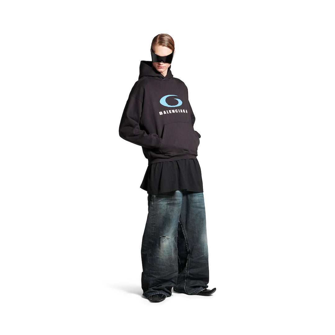 BALENCIAGA MEN'S LOOP SPORTS ICON HOODIE MEDIUM FIT IN BLACK