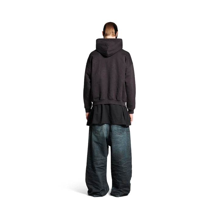 BALENCIAGA MEN'S LOOP SPORTS ICON HOODIE MEDIUM FIT IN BLACK