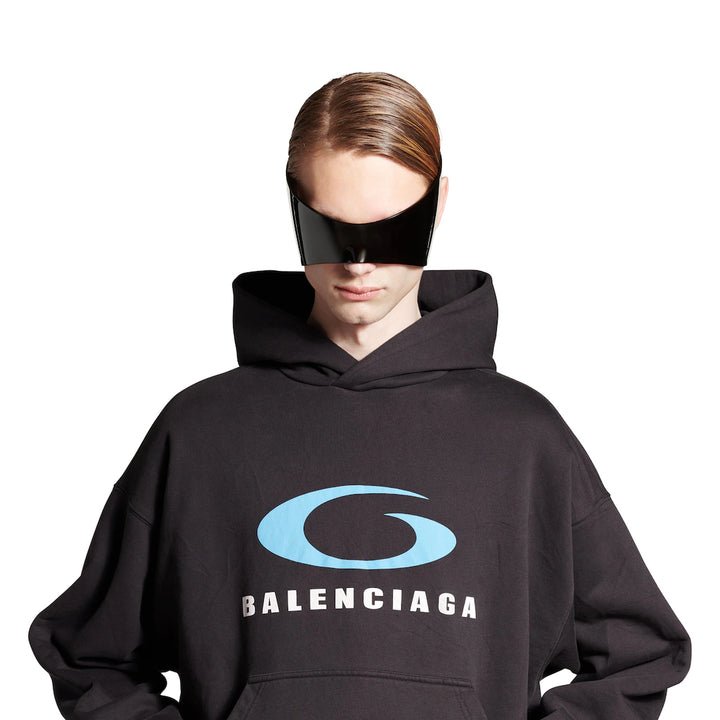 BALENCIAGA MEN'S LOOP SPORTS ICON HOODIE MEDIUM FIT IN BLACK