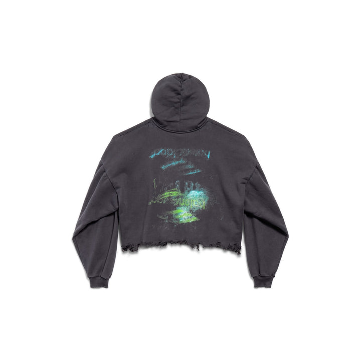 BALENCIAGA Diy Imprint Cropped Hoodie in Black Faded