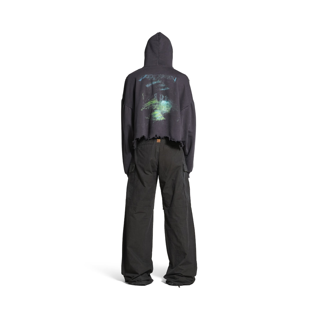 BALENCIAGA Diy Imprint Cropped Hoodie in Black Faded