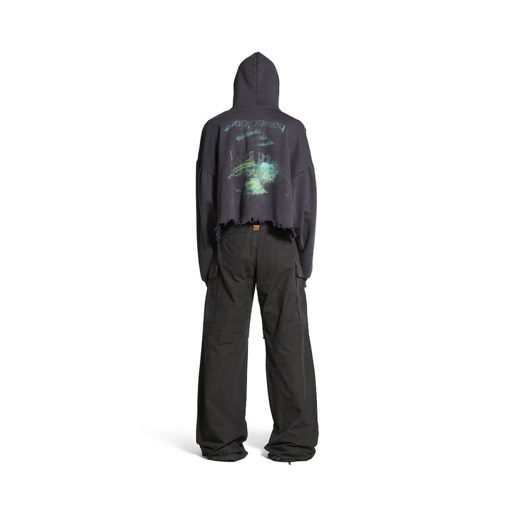 BALENCIAGA Diy Imprint Cropped Hoodie in Black Faded