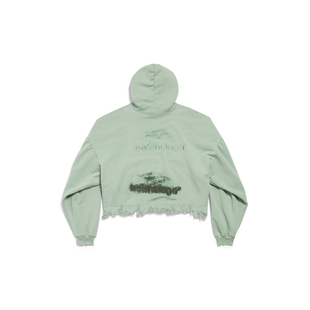 BALENCIAGA Diy Imprint Cropped Hoodie in Black Faded