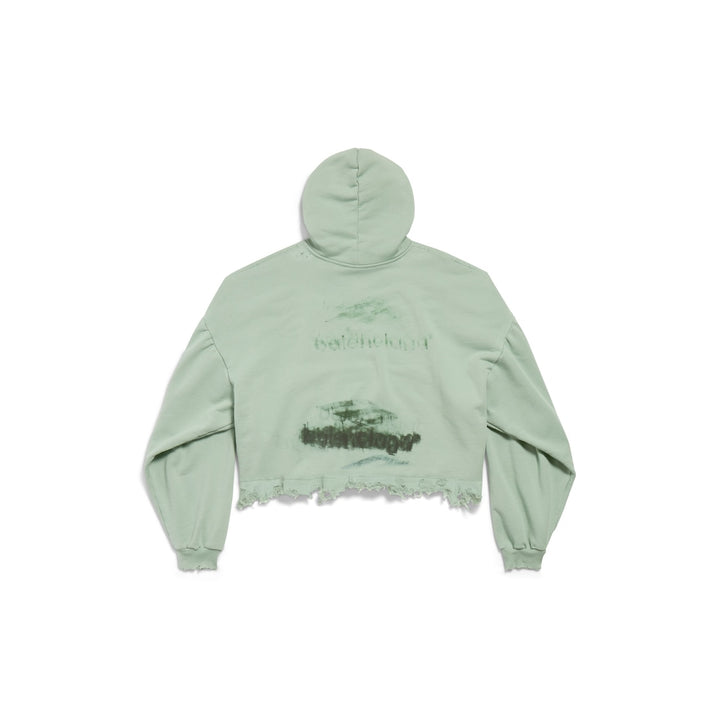BALENCIAGA Diy Imprint Cropped Hoodie in Black Faded
