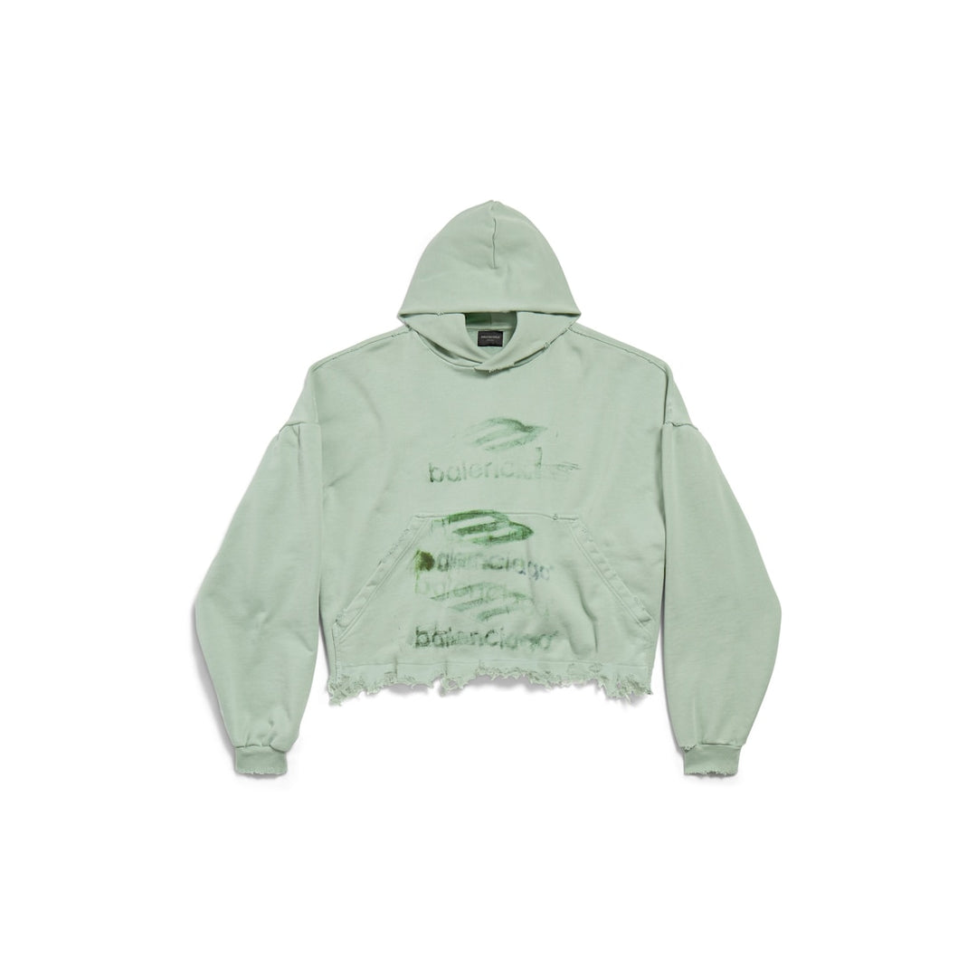 BALENCIAGA Diy Imprint Cropped Hoodie in Black Faded