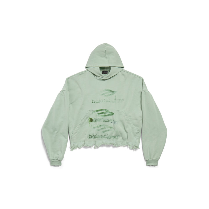 BALENCIAGA Diy Imprint Cropped Hoodie in Black Faded