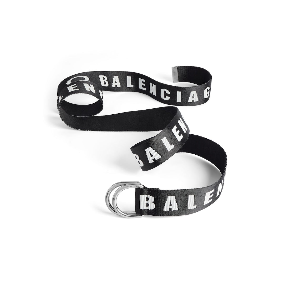 BALENCIAGA Men's D Ring Belt in Black/white