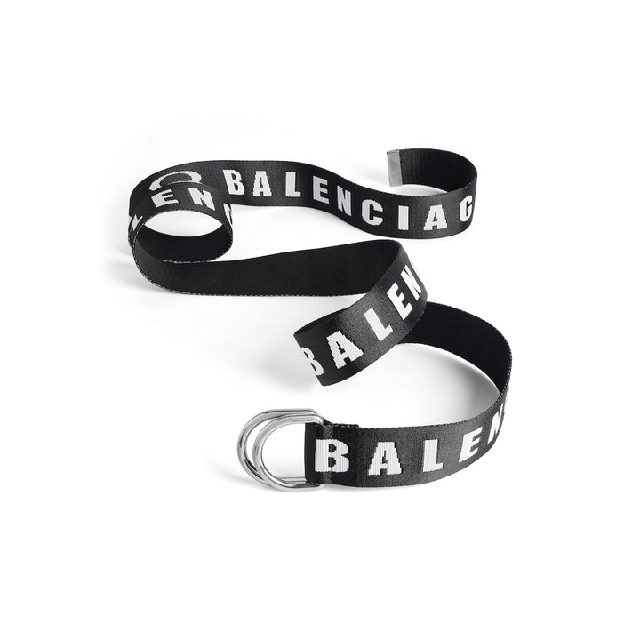 BALENCIAGA Men's D Ring Belt in Black/white