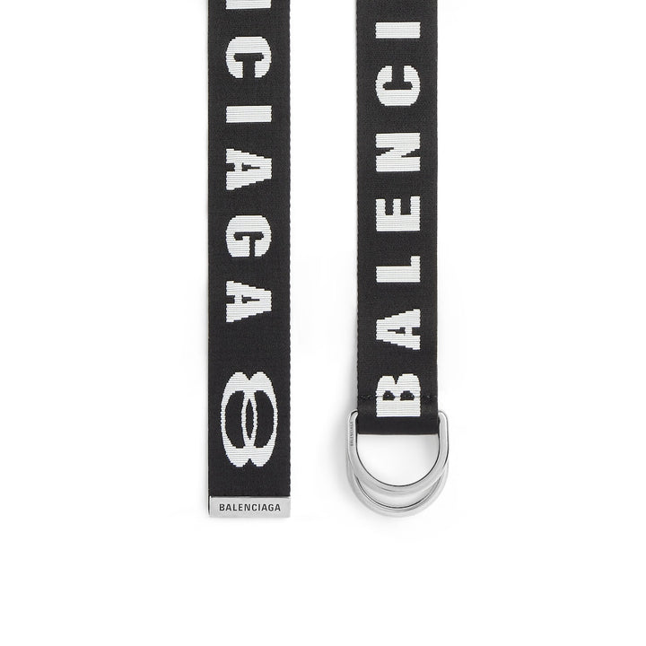 BALENCIAGA Men's D Ring Belt in Black/white