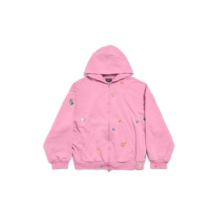BALENCIAGA Women's Fruity Zip-up Hoodie Regular Fit in Grey