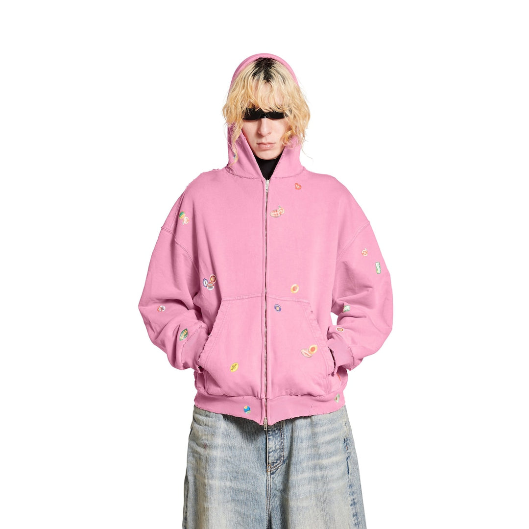 BALENCIAGA Women's Fruity Zip-up Hoodie Regular Fit in Grey