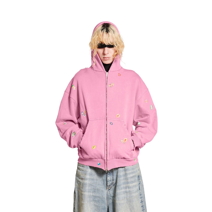 BALENCIAGA Women's Fruity Zip-up Hoodie Regular Fit in Grey