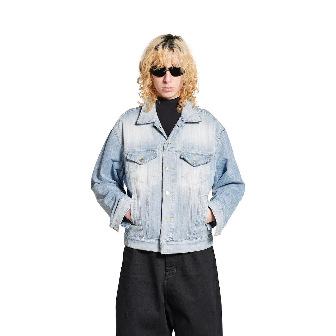 BALENCIAGA Women's Standing Collar Jacket in Light Blue