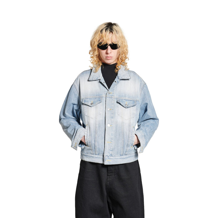 BALENCIAGA Women's Standing Collar Jacket in Light Blue
