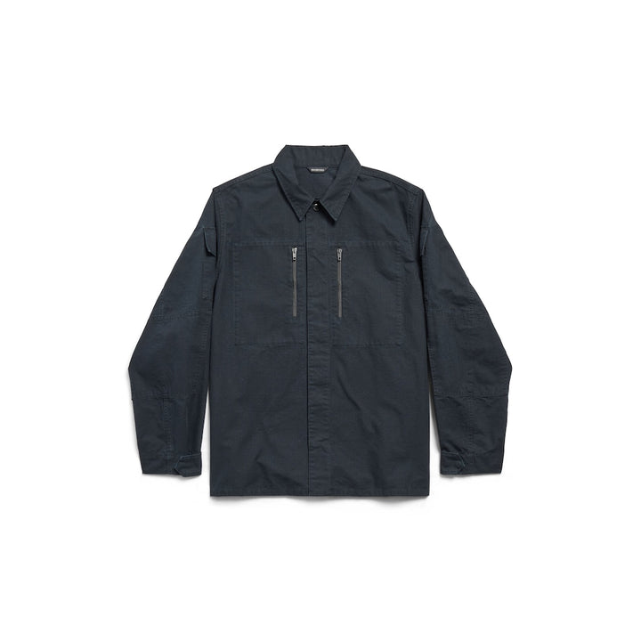 BALENCIAGA Men's Military Shirt in Dark Grey
