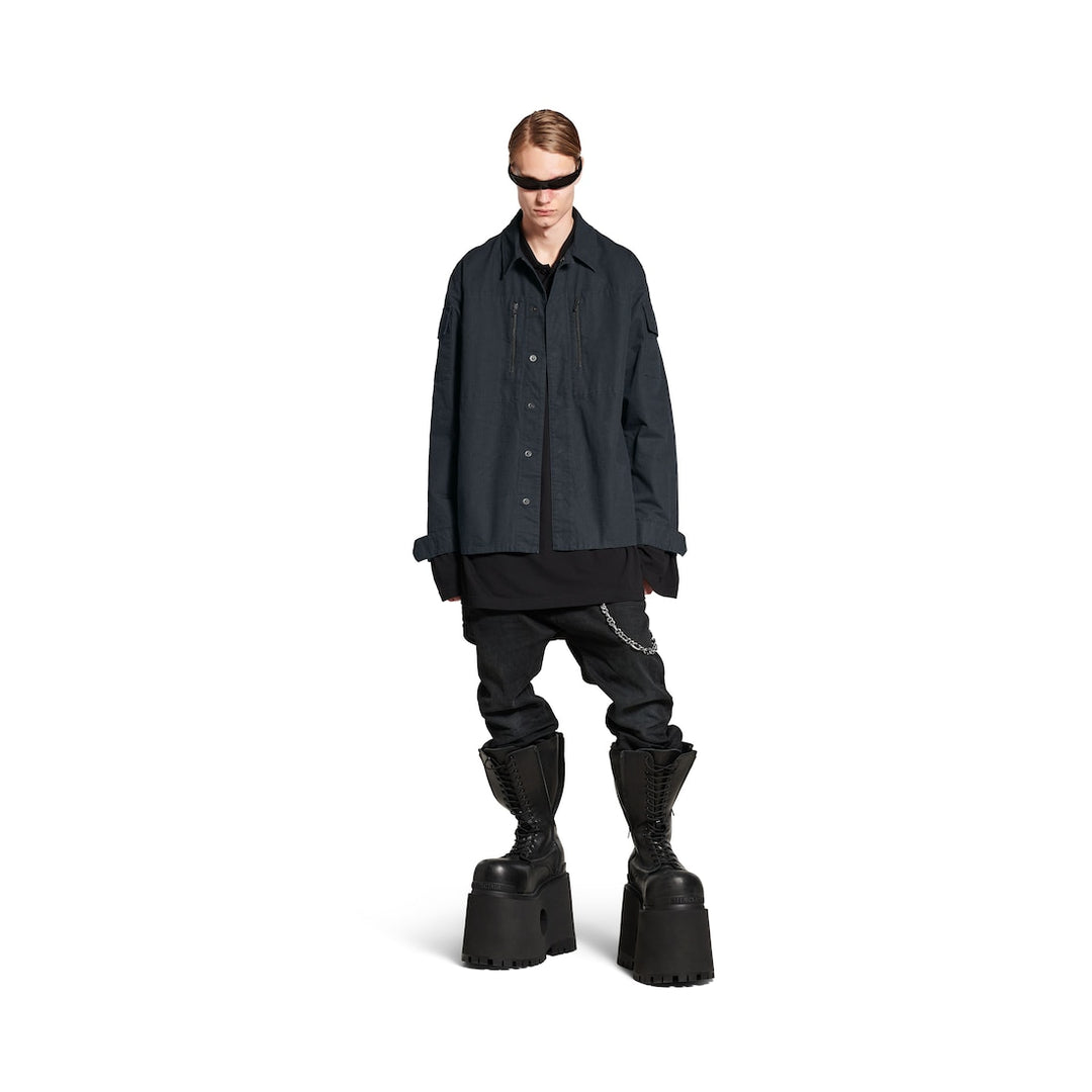 BALENCIAGA Men's Military Shirt in Dark Grey