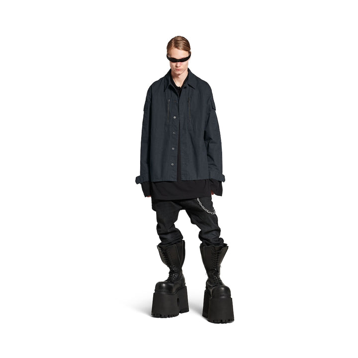 BALENCIAGA Men's Military Shirt in Dark Grey