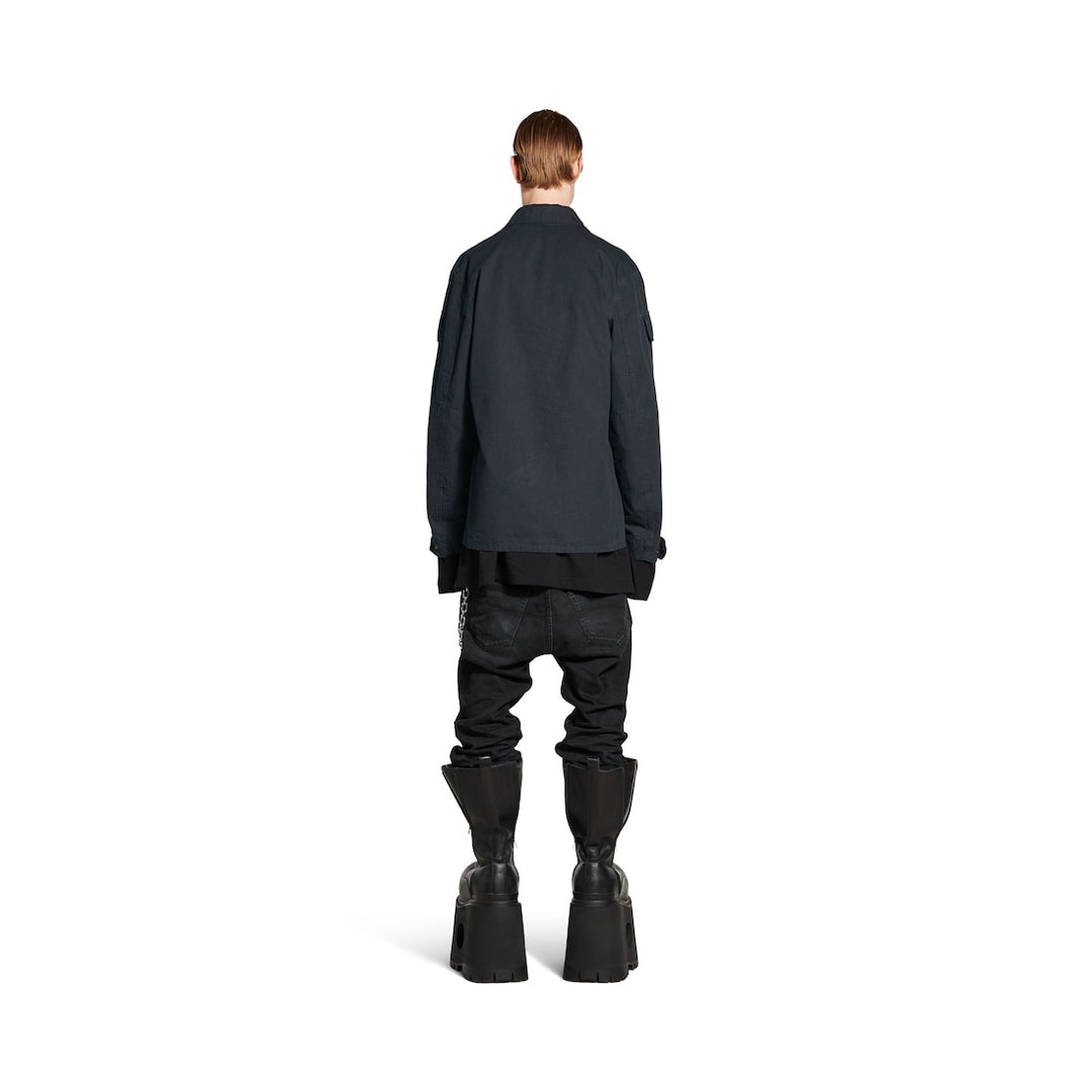 BALENCIAGA Men's Military Shirt in Dark Grey