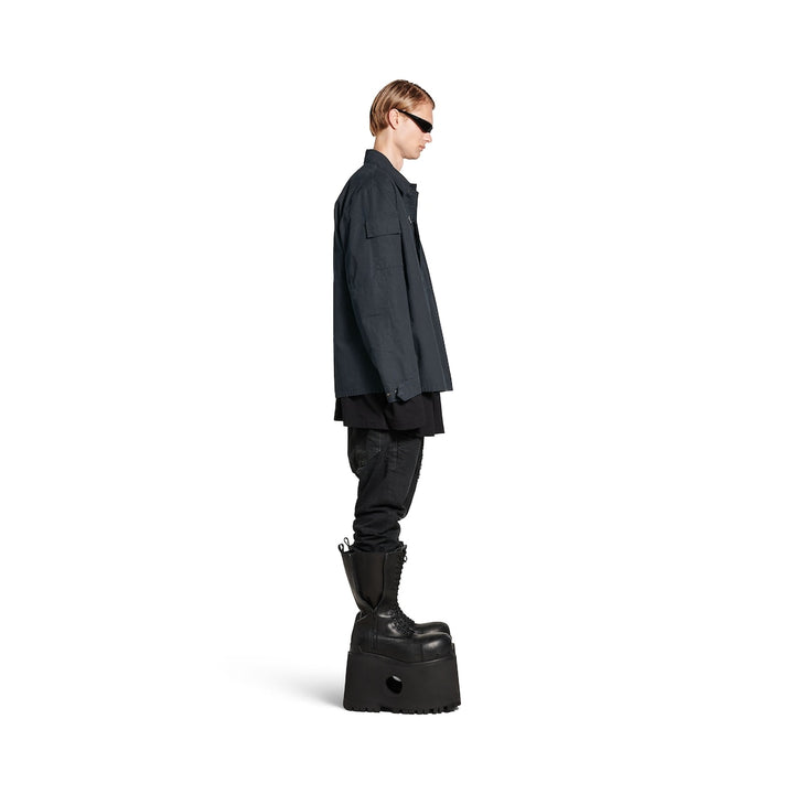 BALENCIAGA Men's Military Shirt in Dark Grey