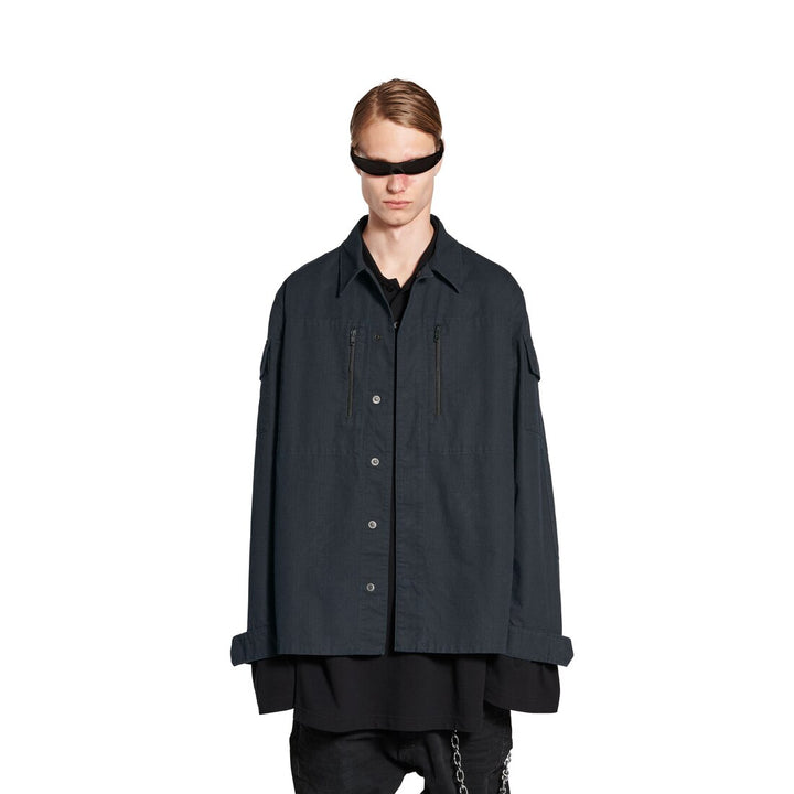 BALENCIAGA Men's Military Shirt in Dark Grey