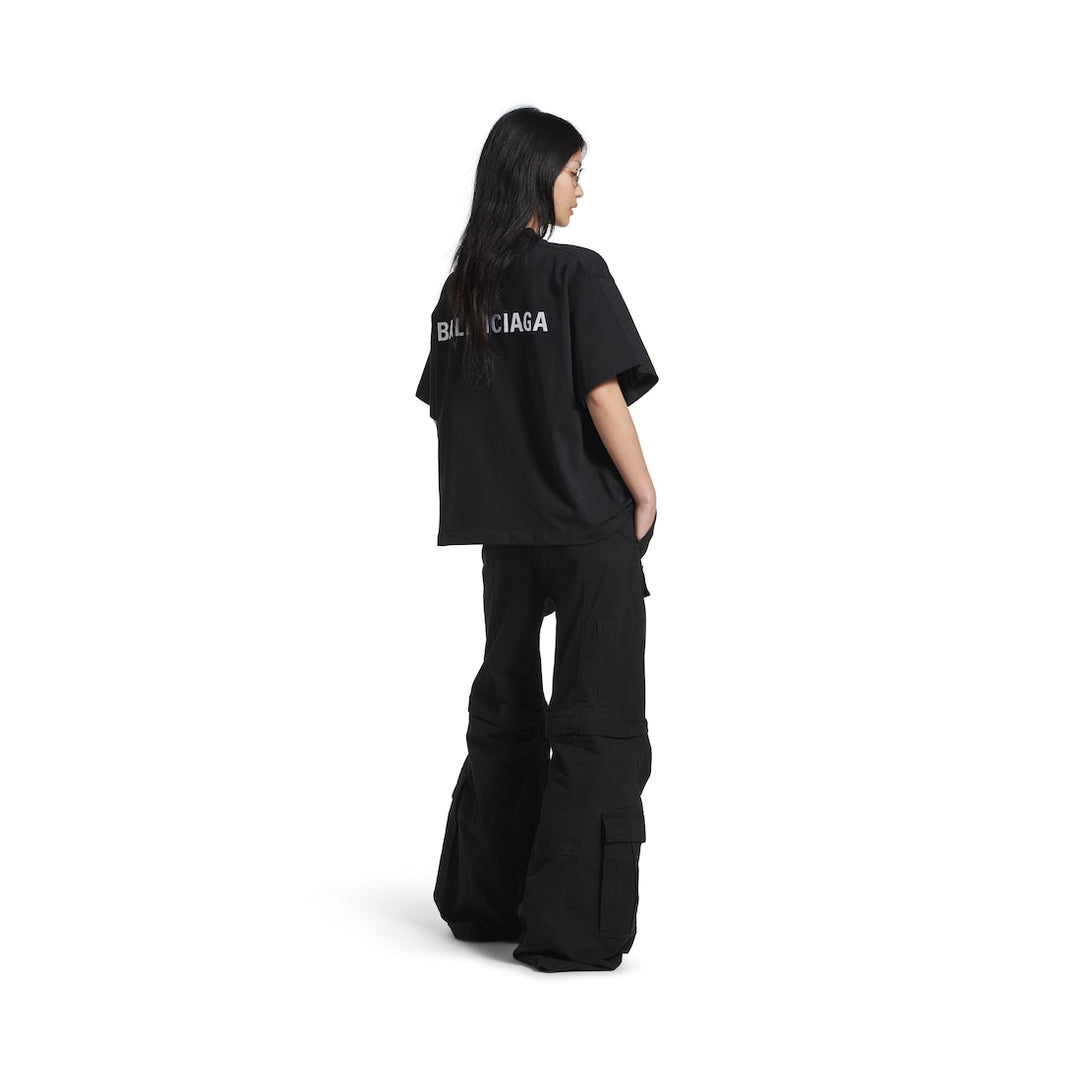 BALENCIAGA  Women's Balenciaga Back Cropped T-shirt in Black/white