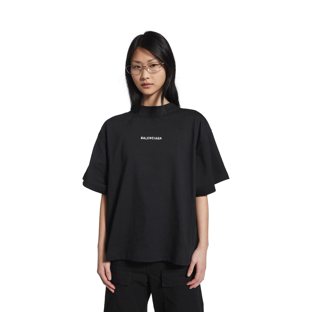 BALENCIAGA  Women's Balenciaga Back Cropped T-shirt in Black/white