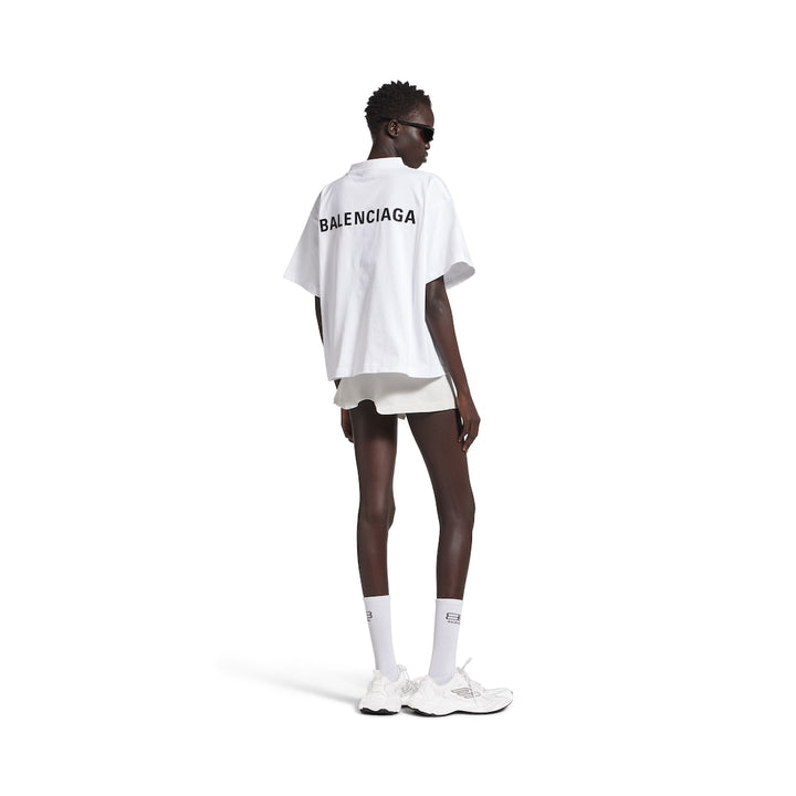 BALENCIAGA  Women's Balenciaga Back Cropped T-shirt in Black/white
