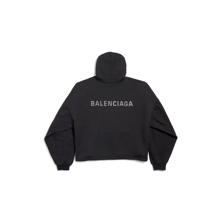 BALENCIAGA Women's Balenciaga Back Cropped Hoodie in Black