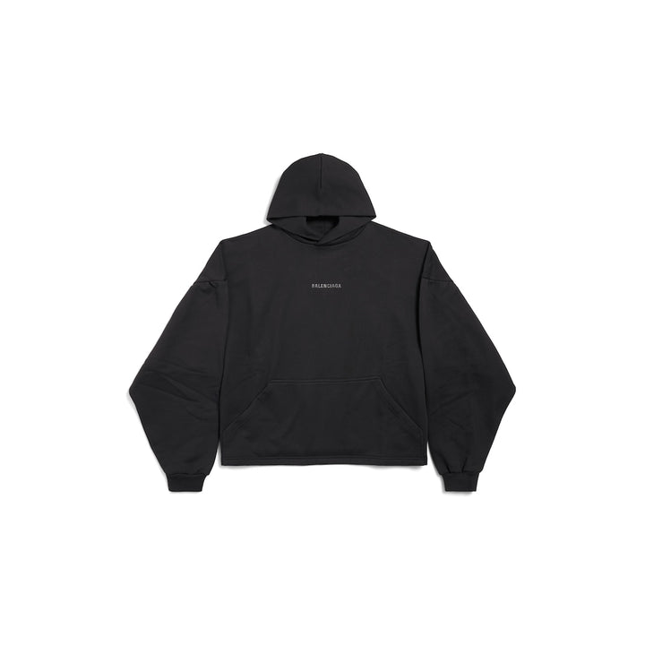 BALENCIAGA Women's Balenciaga Back Cropped Hoodie in Black