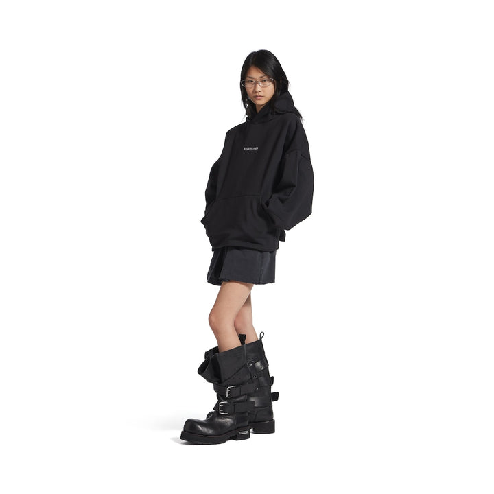 BALENCIAGA Women's Balenciaga Back Cropped Hoodie in Black