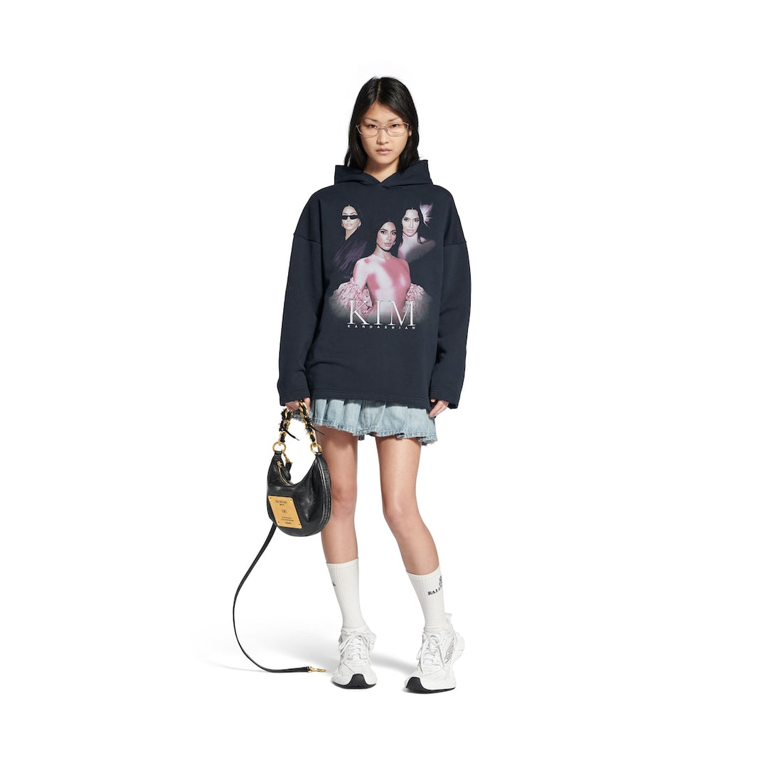 BALENCIAGA  Kim K No Rib Hoodie in Faded Black