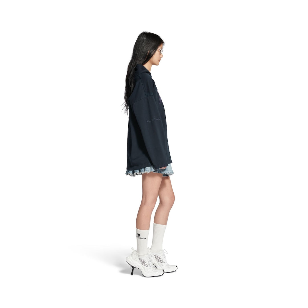 BALENCIAGA  Kim K No Rib Hoodie in Faded Black