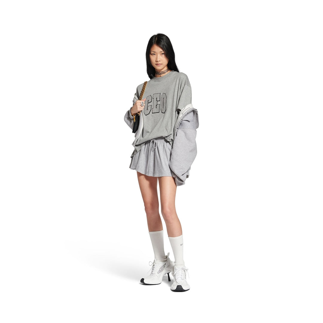 BALENCIAGA Ceo Team Logo Boxy T-shirt in Heather Grey