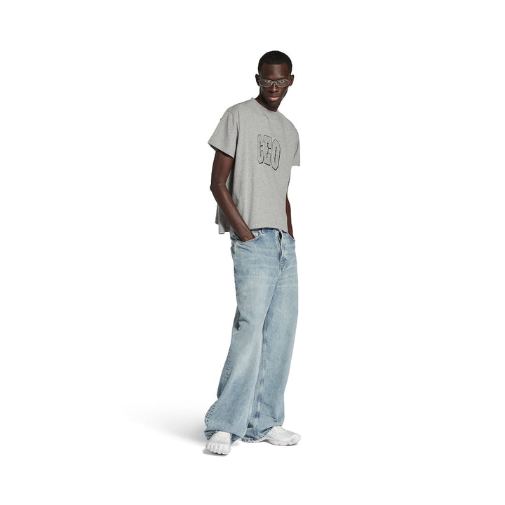 BALENCIAGA Ceo Team Logo Boxy T-shirt in Heather Grey