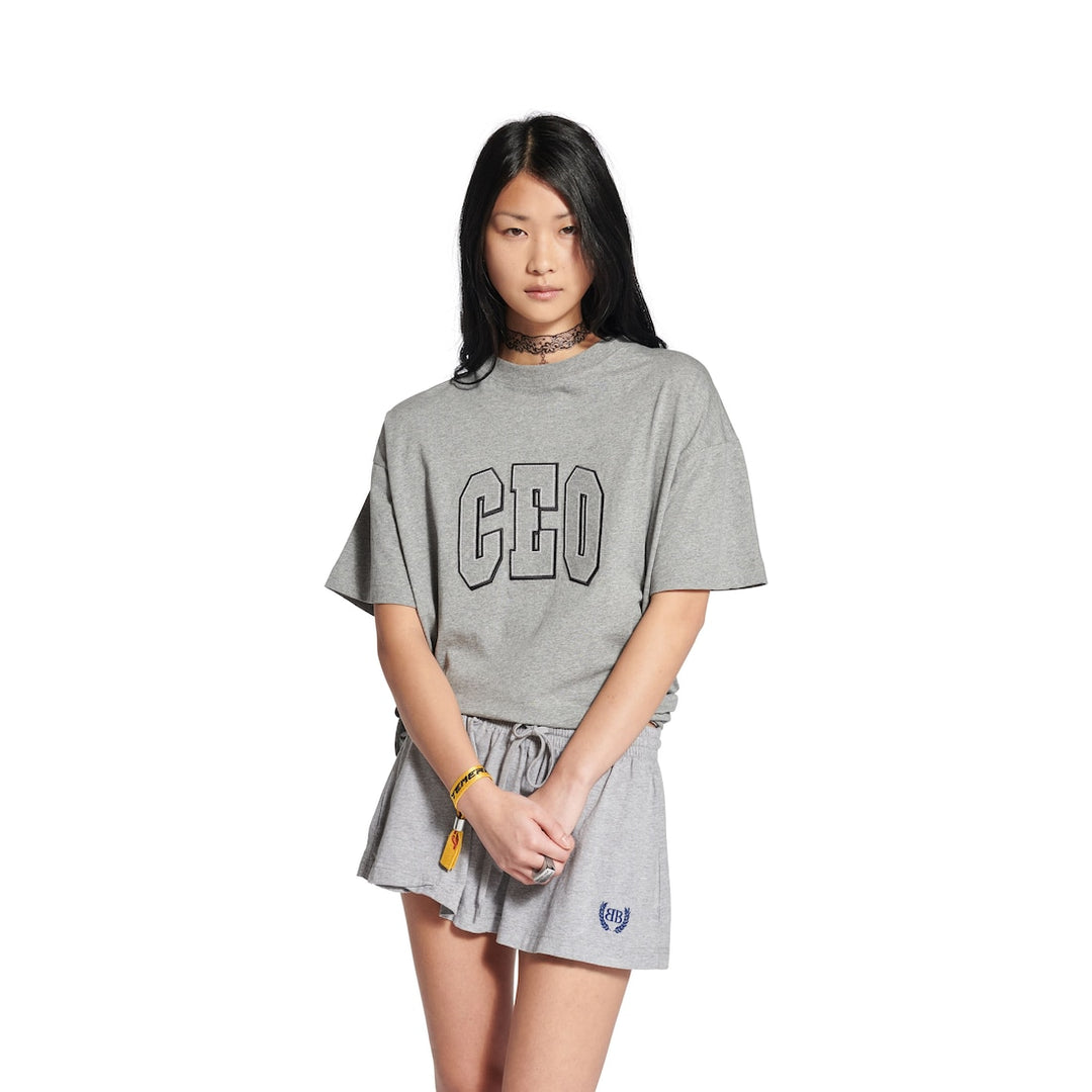 BALENCIAGA Ceo Team Logo Boxy T-shirt in Heather Grey