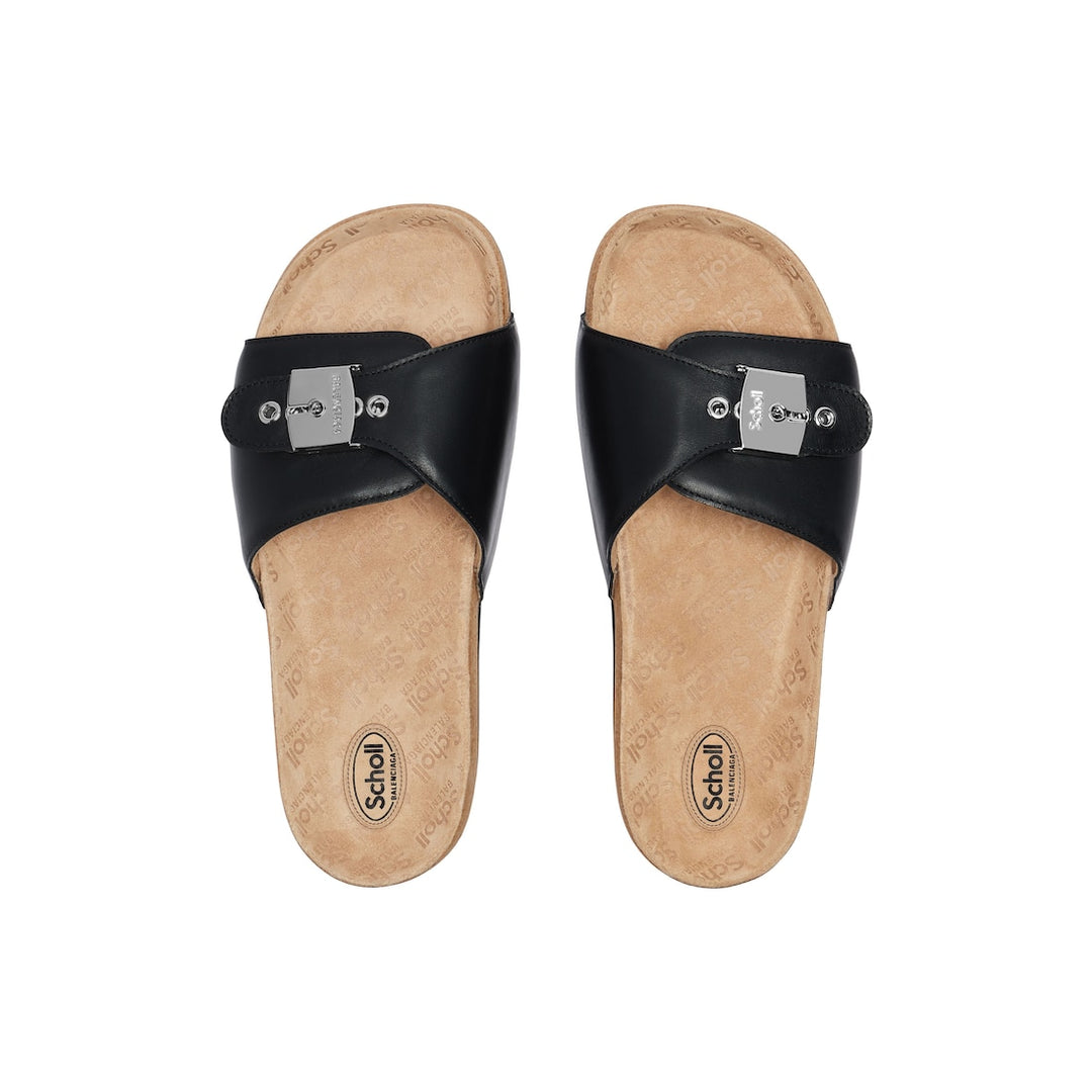 BALENCIAGA Men's Balenciaga I Scholl Flat Sandal in Black