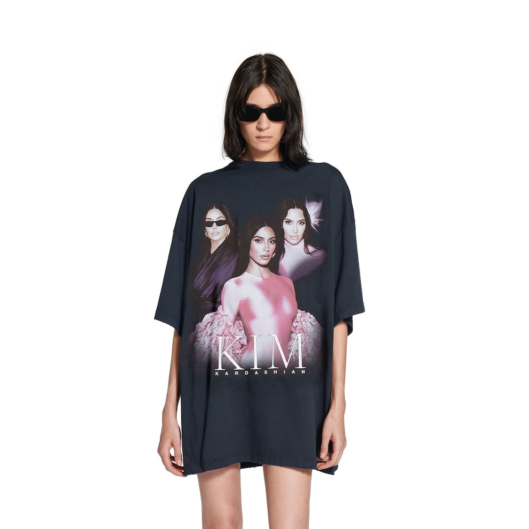 BALENCIAGA Kim K Oversized T-shirt in Faded Black