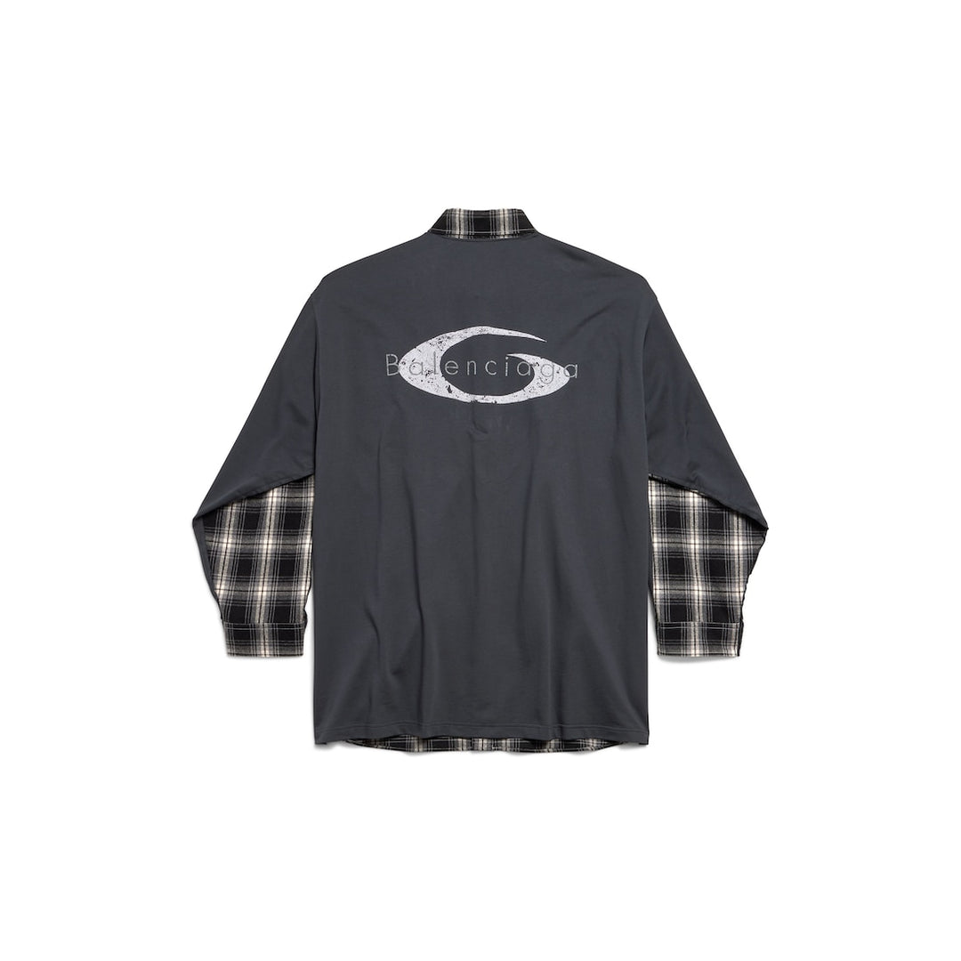 BALENCIAGA Men's Hybrid Overshirt in Black/grey
