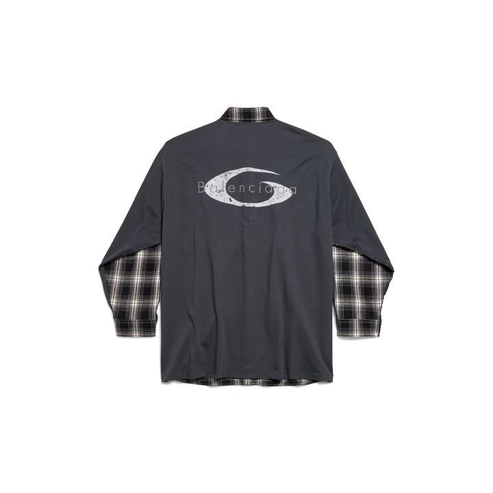 BALENCIAGA Men's Hybrid Overshirt in Black/grey
