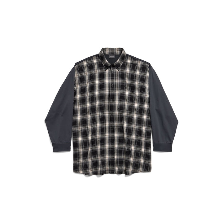 BALENCIAGA Men's Hybrid Overshirt in Black/grey