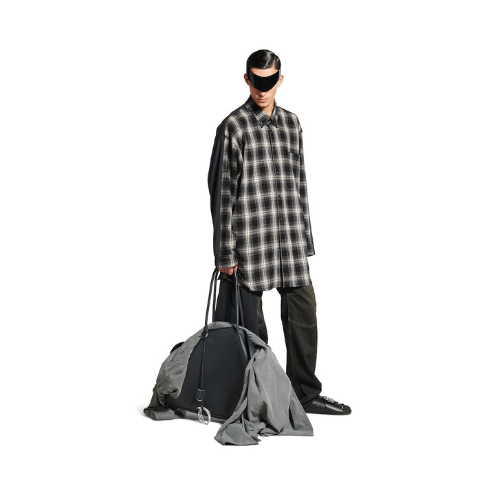BALENCIAGA Men's Hybrid Overshirt in Black/grey
