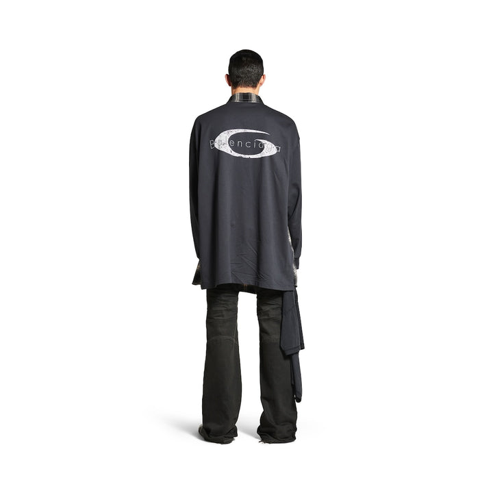 BALENCIAGA Men's Hybrid Overshirt in Black/grey