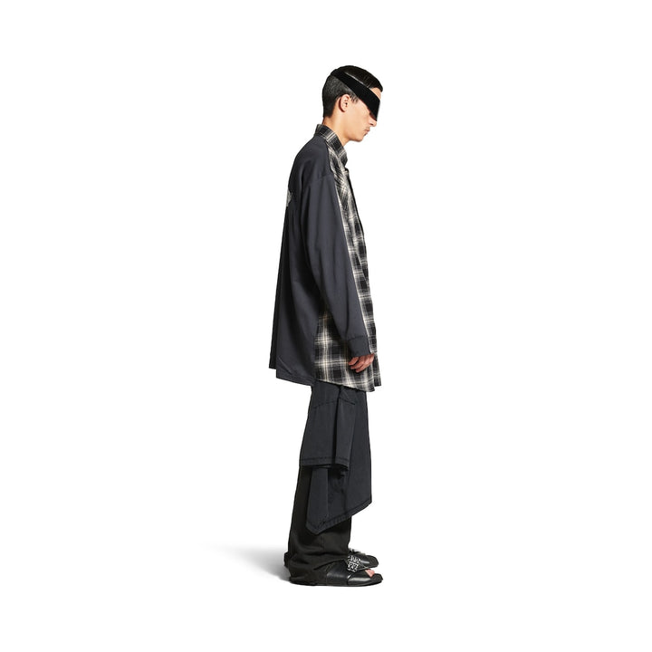 BALENCIAGA Men's Hybrid Overshirt in Black/grey