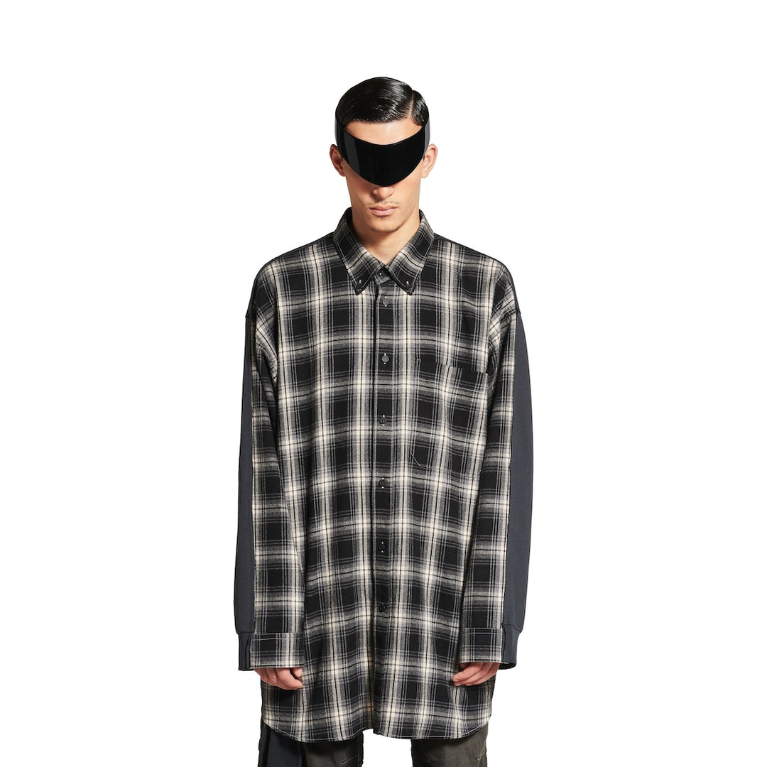 BALENCIAGA Men's Hybrid Overshirt in Black/grey