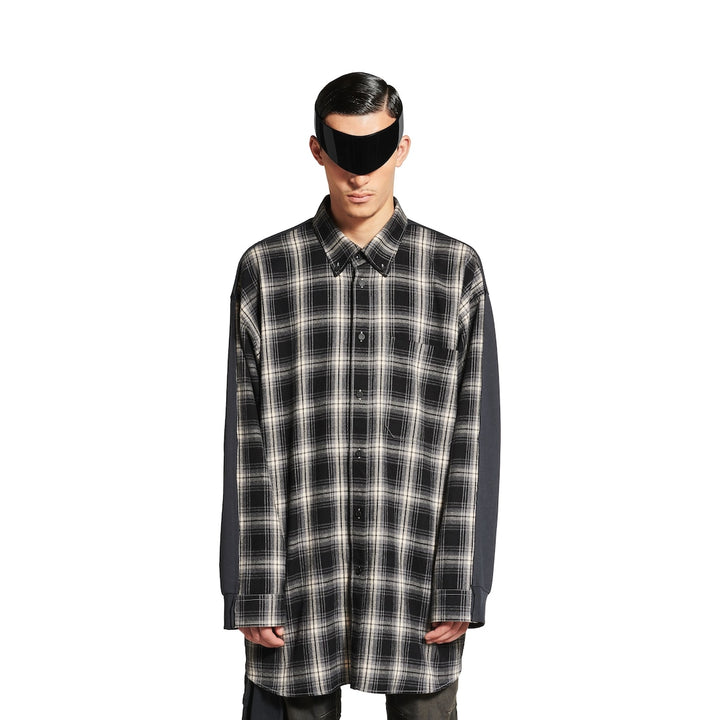 BALENCIAGA Men's Hybrid Overshirt in Black/grey
