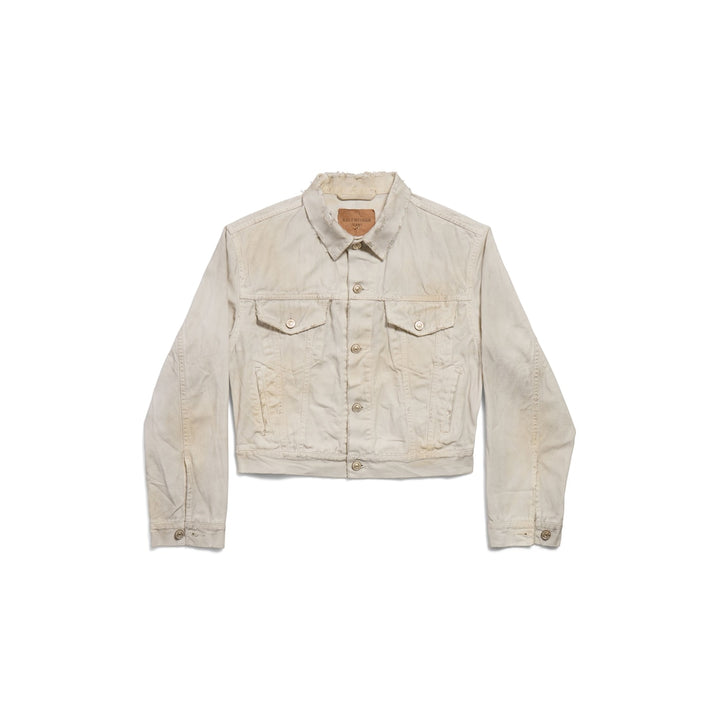 BALENCIAGA Women's Denim Small Fit Jacket in Dirty White