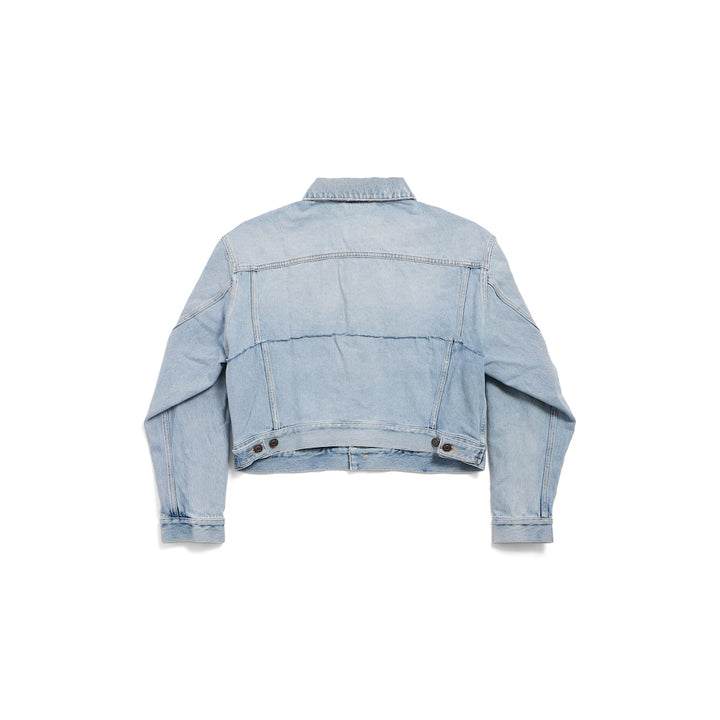 BALENCIAGA Women's Denim Jacket Small Fit in Light Blue