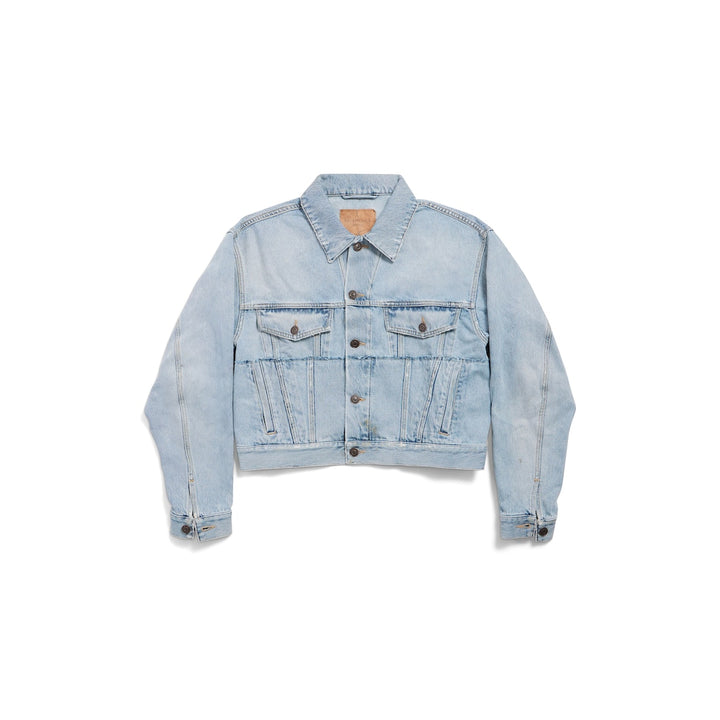 BALENCIAGA Women's Denim Jacket Small Fit in Light Blue